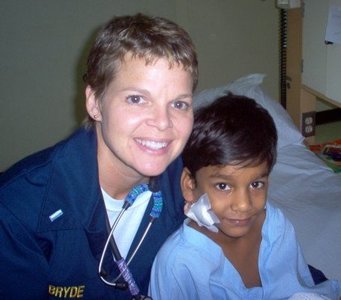 On the USNS Comfort, 2007, with one of my patients somewhere off the coast of South America